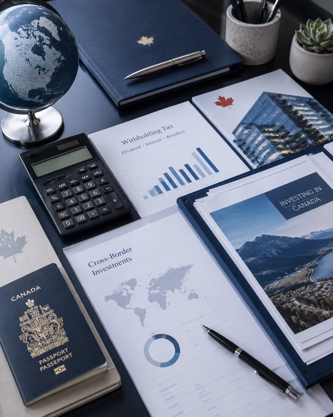 Impôts Ici : Investissements étrangers au Canada Illustration de la page « Investissements étrangers au Canada » d’Impôts Ici