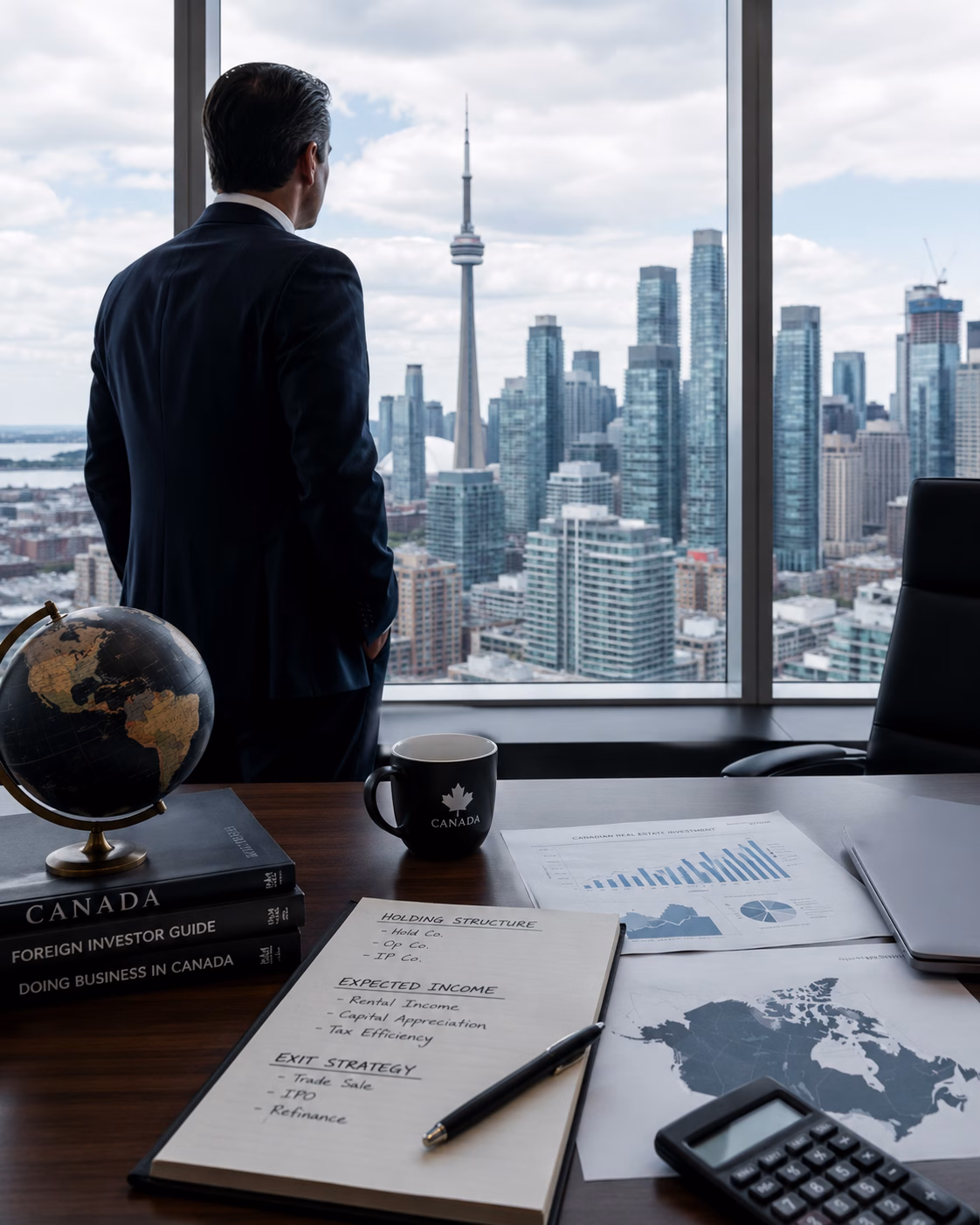 Impôts Ici : Investissements étrangers au Canada Illustration de la page « Investissements étrangers au Canada » d’Impôts Ici