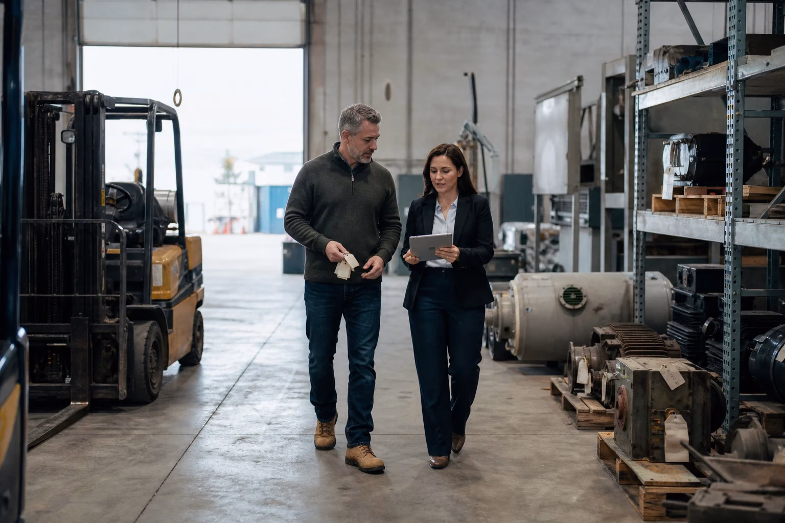 Tax Optimization : Everything You Need to Know About Rollovers and Disposition of Assets at Fair Market Value (FMV) Business owner and adviser inventorying company assets in a warehouse