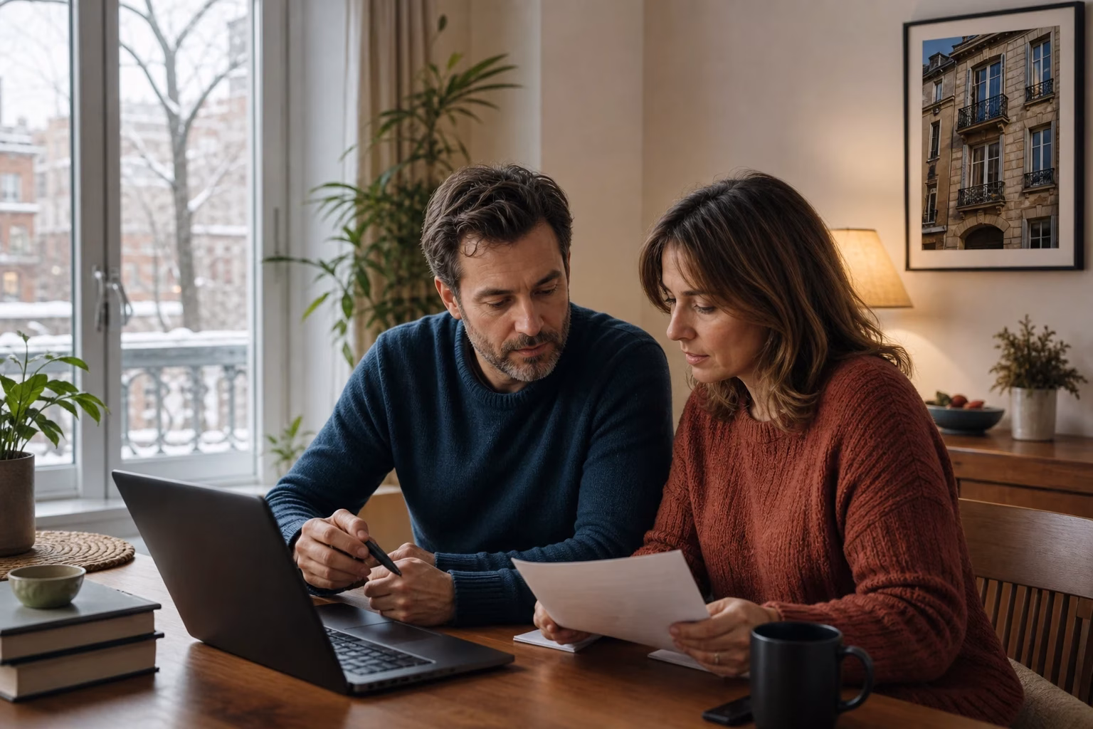Couple canadien en consultation au sujet d’un logement locatif en France