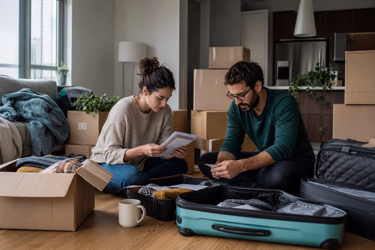 Couple préparant un déménagement à l’étranger depuis le Canada