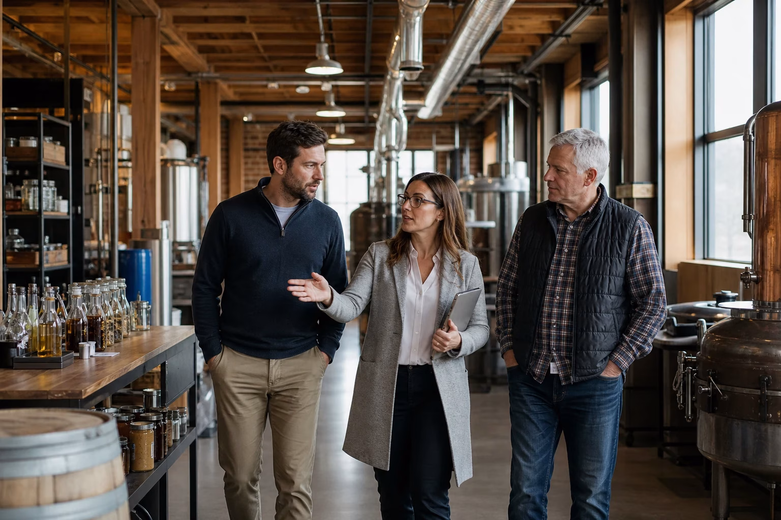 Business Sale or Acquisition: The Crucial Role of a Tax Advisor Buyer, seller, and tax adviser touring a business