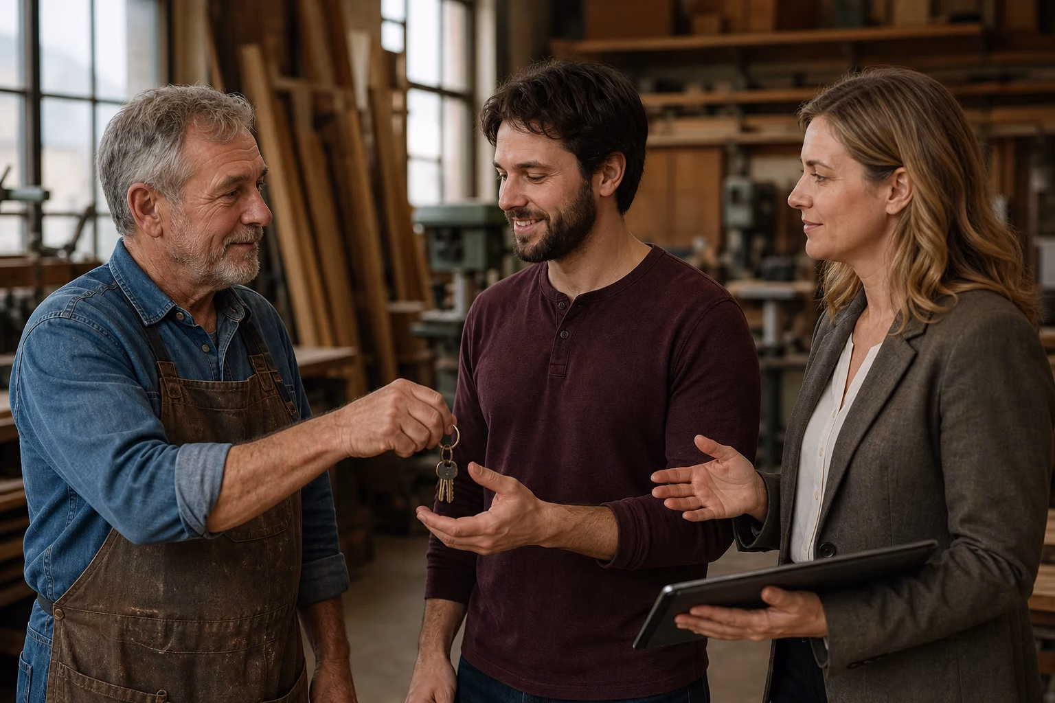 Vente d’actions en faveur d’une personne avec lien de dépendance Deux générations transmettant les clés d’une entreprise familiale avec un conseiller